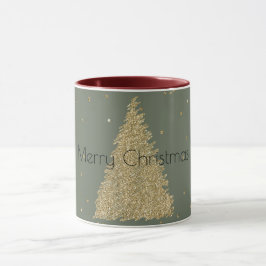 Pine Green Gold Glitter Sparkle-kerstboom Mok
