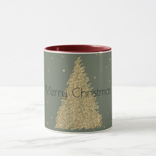 Pine Green Gold Glitter Sparkle-kerstboom     Mok (Midden)