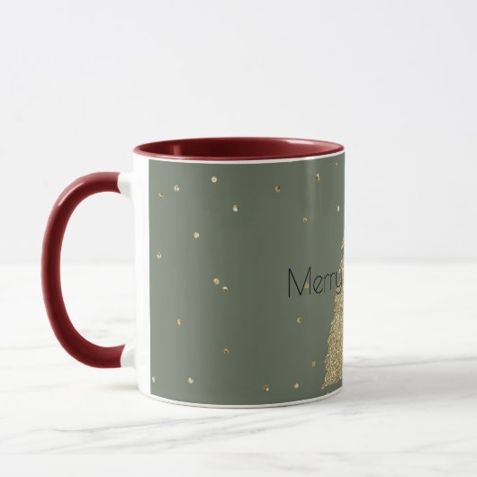 Pine Green Gold Glitter Sparkle-kerstboom     Mok (Links)