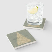 Pine Green Gold Glitter Sparkle-kerstboom Stenen Onderzetter (Zijkant)