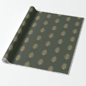 Pine Green Gold Glitzy Glitter-kerstbomen Cadeaupapier (Uitgerold)