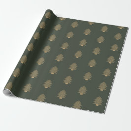 Pine Green Gold Glitzy Glitter-kerstbomen Cadeaupapier