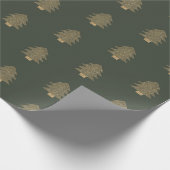 Pine Green Gold Glitzy Glitter-kerstbomen Cadeaupapier (Hoek)