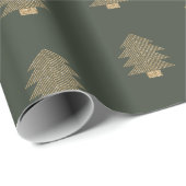Pine Green Gold Glitzy Glitter-kerstbomen Cadeaupapier (Rol Hoek)