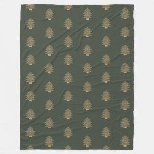 Pine Green Gold Glitzy Glitter-kerstbomen Fleece Deken