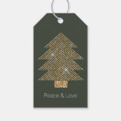 Pine Green Gold Glitzy Glitter kerstboom Cadeaulabel (Voorkant)