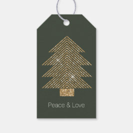 Pine Green Gold Glitzy Glitter kerstboom Cadeaulabel