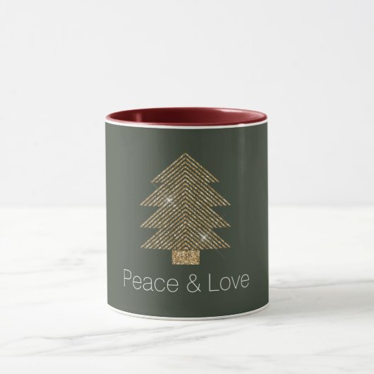 Pine Green Gold Glitzy Glitter kerstboom Mok (Midden)