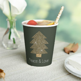 Pine Green Gold Glitzy Glitter kerstboom Papieren Bekers