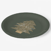 Pine Green Gold Glitzy Glitter kerstboom    Papieren Bordje (Gekanteld)