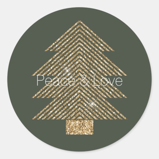 Pine Green Gold Glitzy Glitter kerstboom Ronde Sticker (Voorkant)