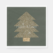 Pine Green Gold Glitzy Glitter kerstboom Servet (Voorkant)