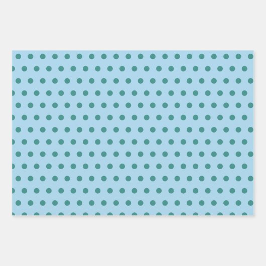 Pine Green Ice Blauw wit polka dot Inpakpapier Vel (Voorkant 2)