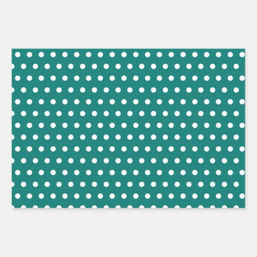 Pine Green Ice Blauw wit polka dot Inpakpapier Vel (Voorkant)