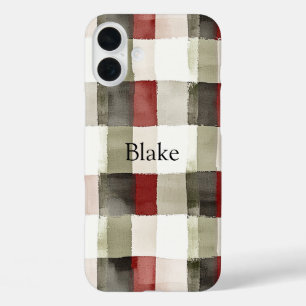 Pine Green Ivory Red Stripes iPhone 16 Plus Hoesje