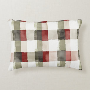 Pine Green Ivory Red Stripes Kerstmis Accent Kussen
