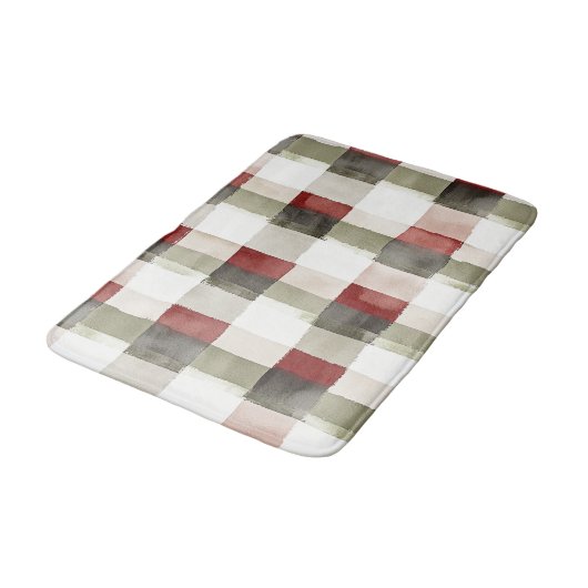 Pine Green Ivory Red Stripes Kerstmis Badmat (Gekanteld)