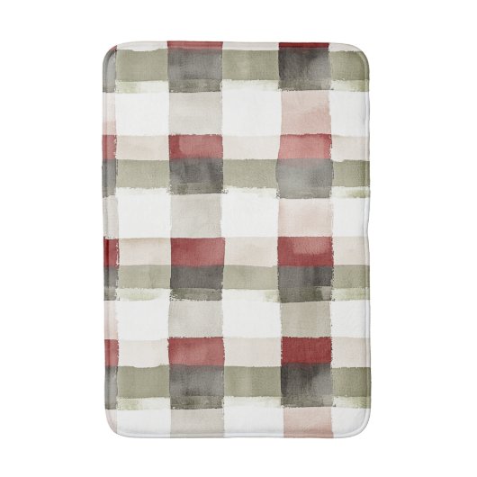 Pine Green Ivory Red Stripes Kerstmis Badmat (Voorkant Verticaal)