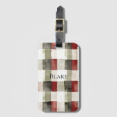 Pine Green Ivory Red Stripes Kerstmis Bagagelabel (Voorkant (verticaal))