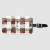 Pine Green Ivory Red Stripes Kerstmis Bagagelabel (Voorkant (horizontaal))