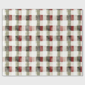 Pine Green Ivory Red Stripes Kerstmis Cadeaupapier (Vlak)