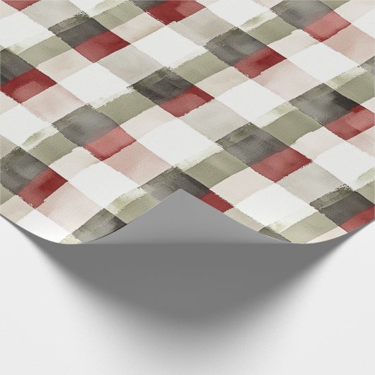 Pine Green Ivory Red Stripes Kerstmis Cadeaupapier (Hoek)