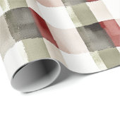 Pine Green Ivory Red Stripes Kerstmis Cadeaupapier (Rol Hoek)