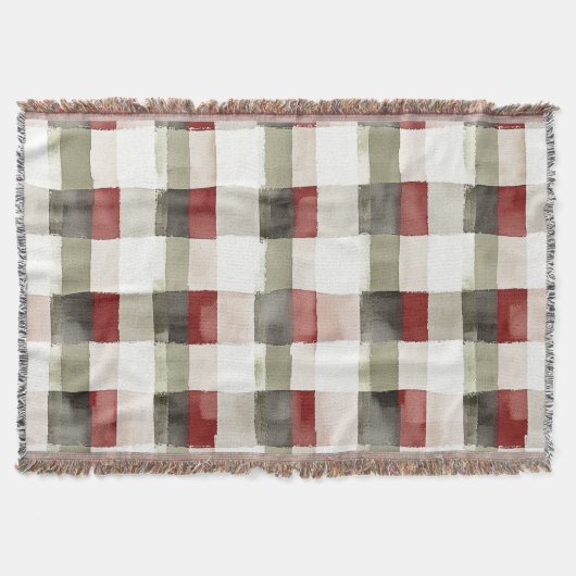 Pine Green Ivory Red Stripes Kerstmis Deken (Voorkant)