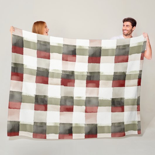 Pine Green Ivory Red Stripes Kerstmis Fleece Deken (In situ)