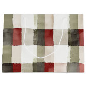 Pine Green Ivory Red Stripes Kerstmis Groot Cadeauzakje (Voorkant)