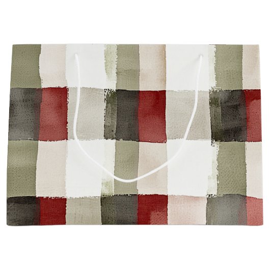 Pine Green Ivory Red Stripes Kerstmis Groot Cadeauzakje (Voorkant)