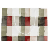 Pine Green Ivory Red Stripes Kerstmis Groot Cadeauzakje (Achterkant)