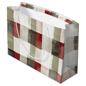 Pine Green Ivory Red Stripes Kerstmis Groot Cadeauzakje (Achterkant Gekanteld)