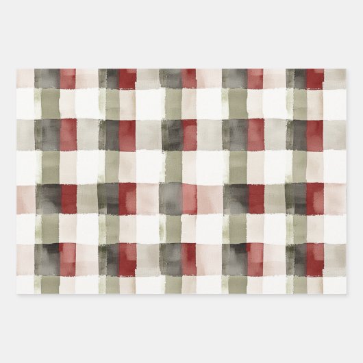 Pine Green Ivory Red Stripes Kerstmis Inpakpapier Vel (Voorkant)