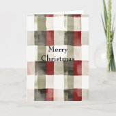 Pine Green Ivory Red Stripes Kerstmis Kaart (Voorkant)