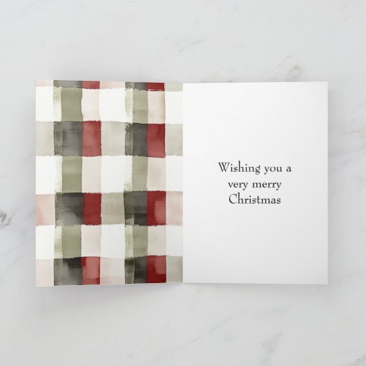 Pine Green Ivory Red Stripes Kerstmis Kaart (Binnen)