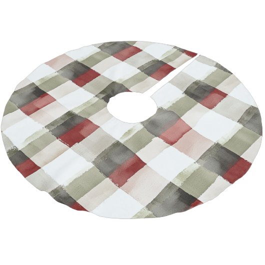 Pine Green Ivory Red Stripes Kerstmis Kerstboom Rok (Gekanteld)