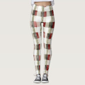 Pine Green Ivory Red Stripes Kerstmis Leggings (Voorkant)
