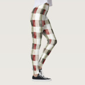 Pine Green Ivory Red Stripes Kerstmis Leggings (Rechts)