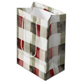 Pine Green Ivory Red Stripes Kerstmis Medium Cadeauzakje (Voorkant Gekanteld)