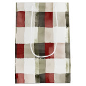Pine Green Ivory Red Stripes Kerstmis Medium Cadeauzakje (Achterkant)
