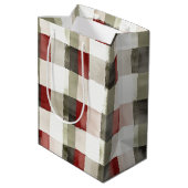 Pine Green Ivory Red Stripes Kerstmis Medium Cadeauzakje (Achterkant Gekanteld)