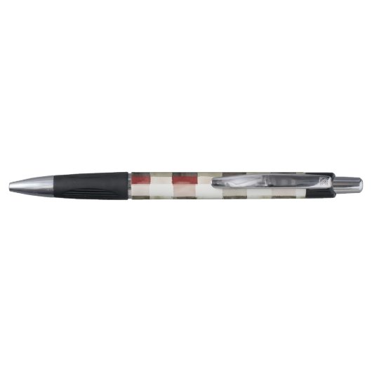 Pine Green Ivory Red Stripes Kerstmis Pen (Achterkant)