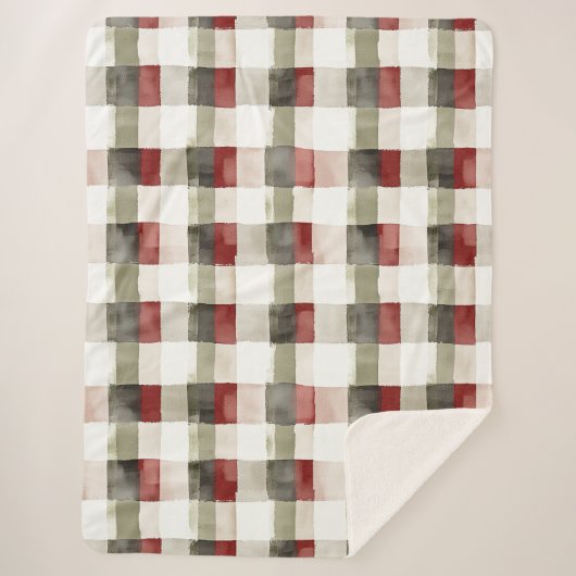 Pine Green Ivory Red Stripes Kerstmis Sherpa Deken (Voorkant)