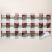 Pine Green Ivory Red Stripes Kerstmis Strandlaken (Voorkant)