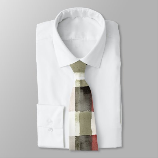 Pine Green Ivory Red Stripes Kerstmis Stropdas (Gebonden)