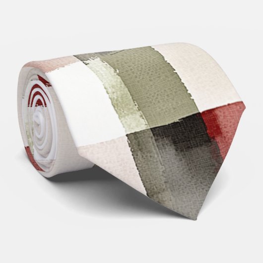 Pine Green Ivory Red Stripes Kerstmis Stropdas (Opgerold)