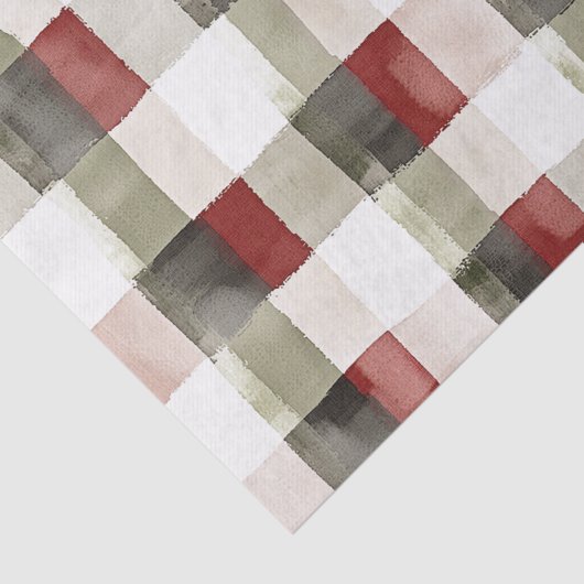 Pine Green Ivory Red Stripes Kerstmis Tissuepapier (Detail)