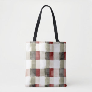 Pine Green Ivory Red Stripes Kerstmis Tote Bag