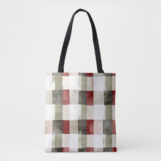 Pine Green Ivory Red Stripes Kerstmis Tote Bag (Voorkant)